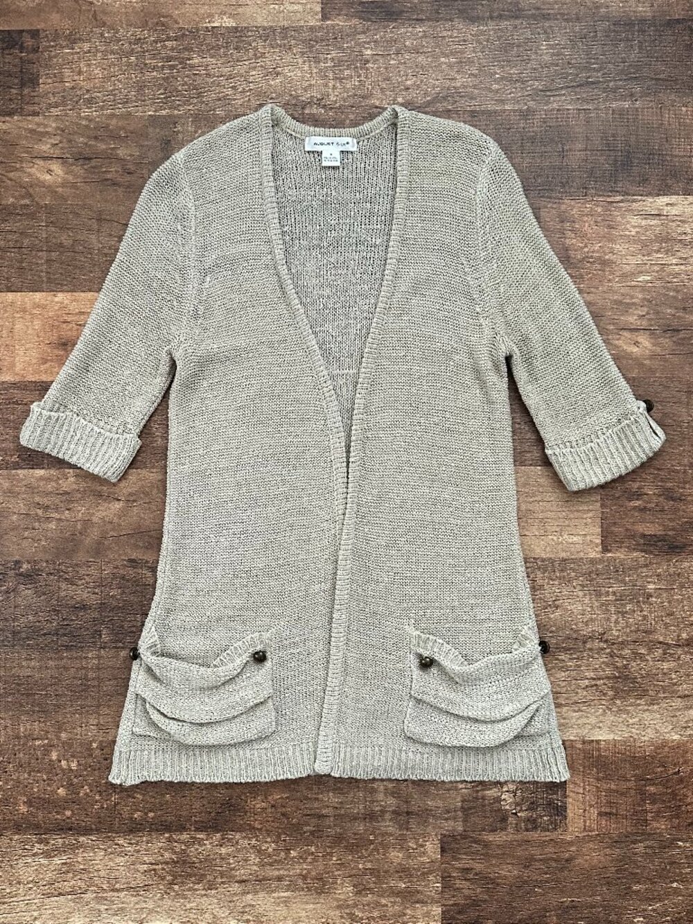 ⭐AUGUST SILK OPEN FRONT CARDIGAN in Beige, size S⭐